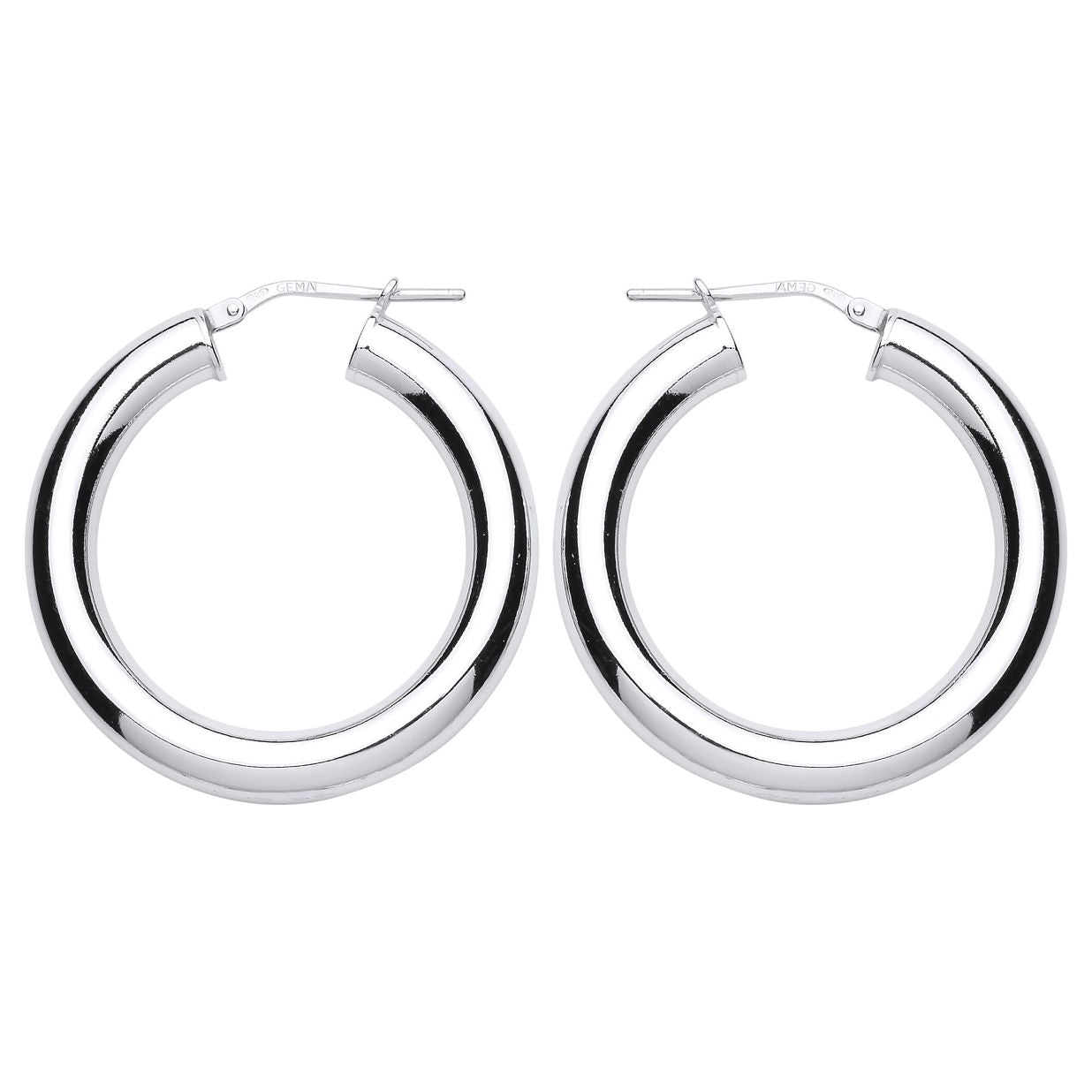 Silver  Polished Hoop Earrings 32mm - ER94