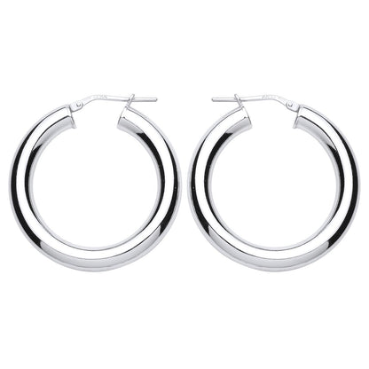 Silver  Polished Hoop Earrings 32mm - ER94