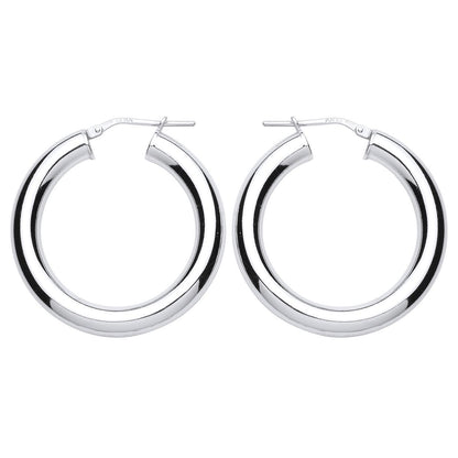 Silver  Polished Hoop Earrings 32mm - ER94