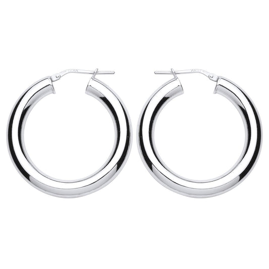 Silver  Polished Hoop Earrings 32mm - ER94