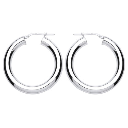 Silver  Polished Hoop Earrings 32mm - ER94