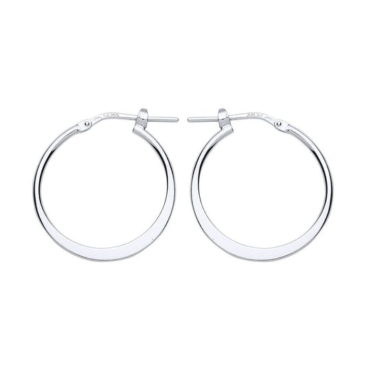 Silver Graduated Flat Hoop Earrings 22mm - ER95