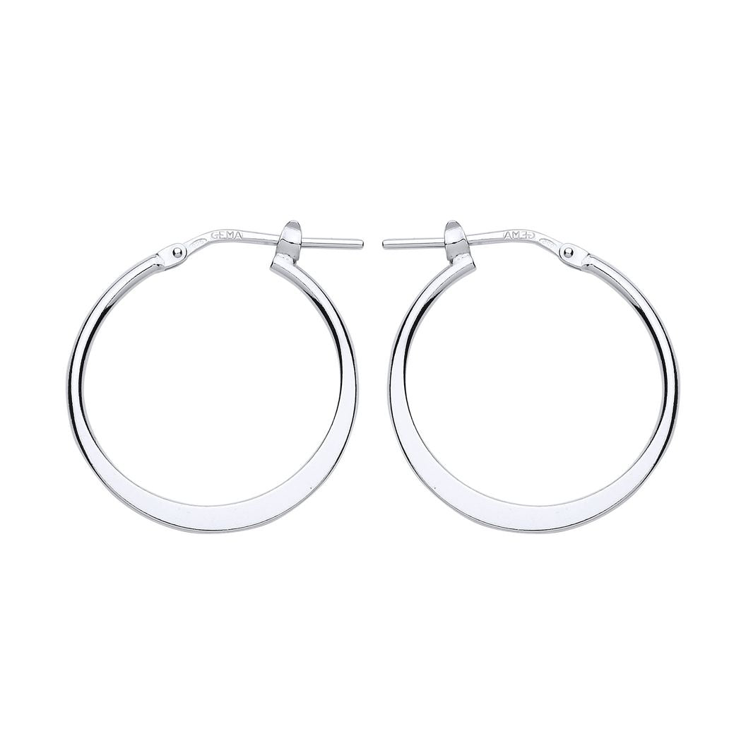 Silver  Graduated Flat Hoop Earrings 22mm - ER95