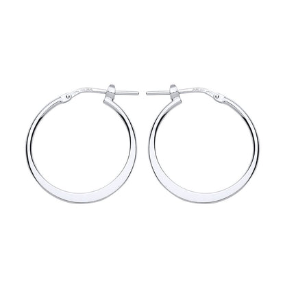 Silver  Graduated Flat Hoop Earrings 22mm - ER95