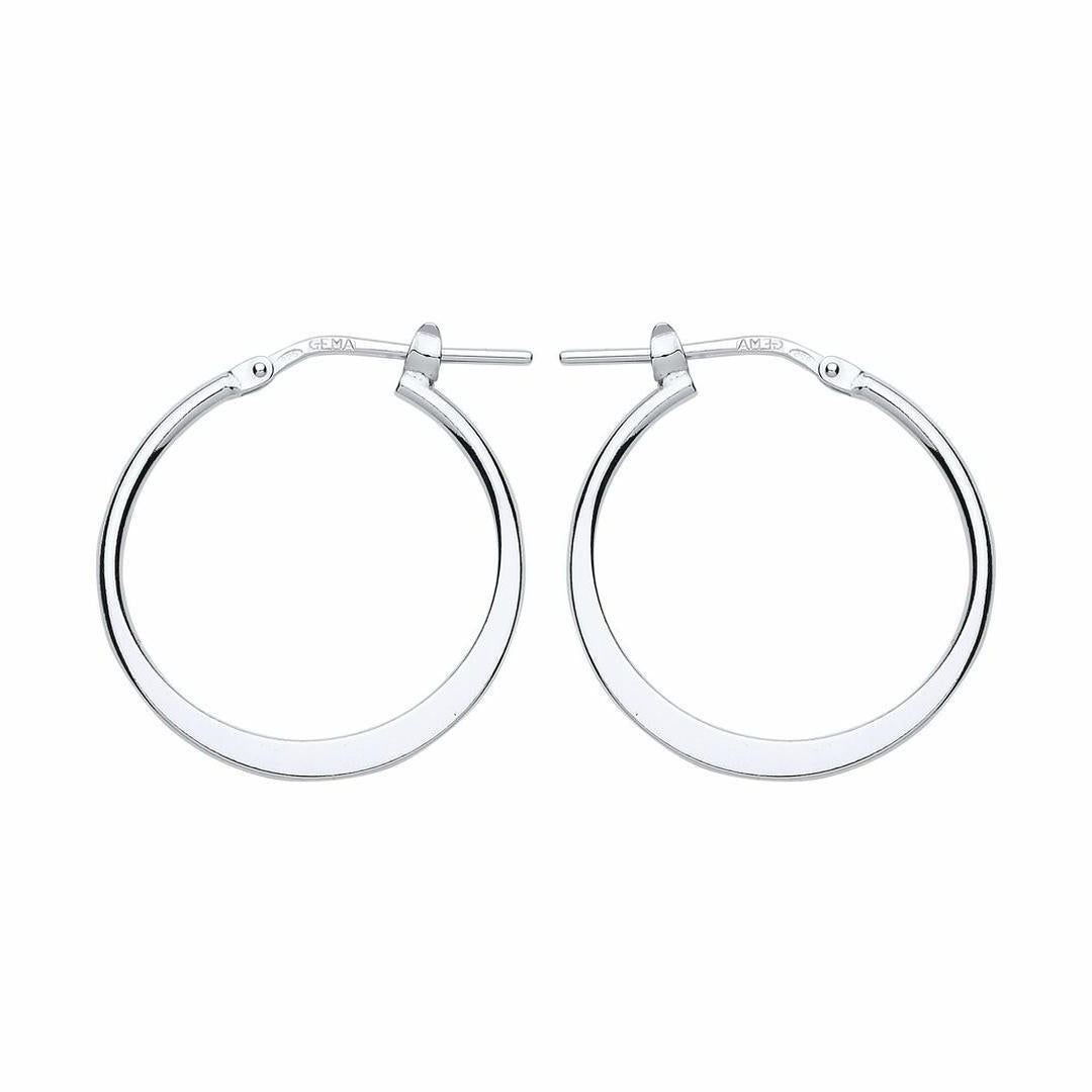 Silver  Graduated Flat Hoop Earrings 22mm - ER95