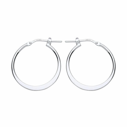 Silver  Graduated Flat Hoop Earrings 22mm - ER95