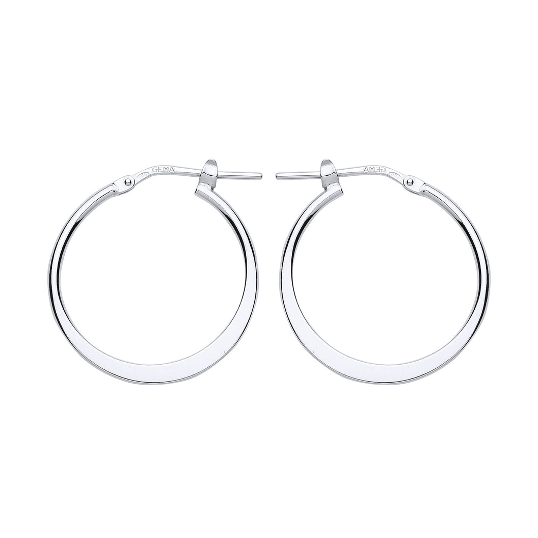 Silver  Graduated Flat Hoop Earrings 22mm - ER95