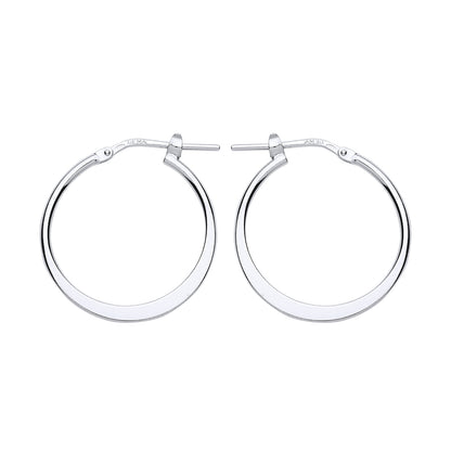 Silver  Graduated Flat Hoop Earrings 22mm - ER95