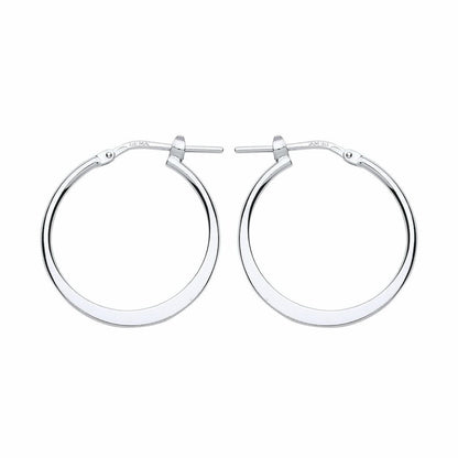 Silver  Graduated Flat Hoop Earrings 22mm - ER95