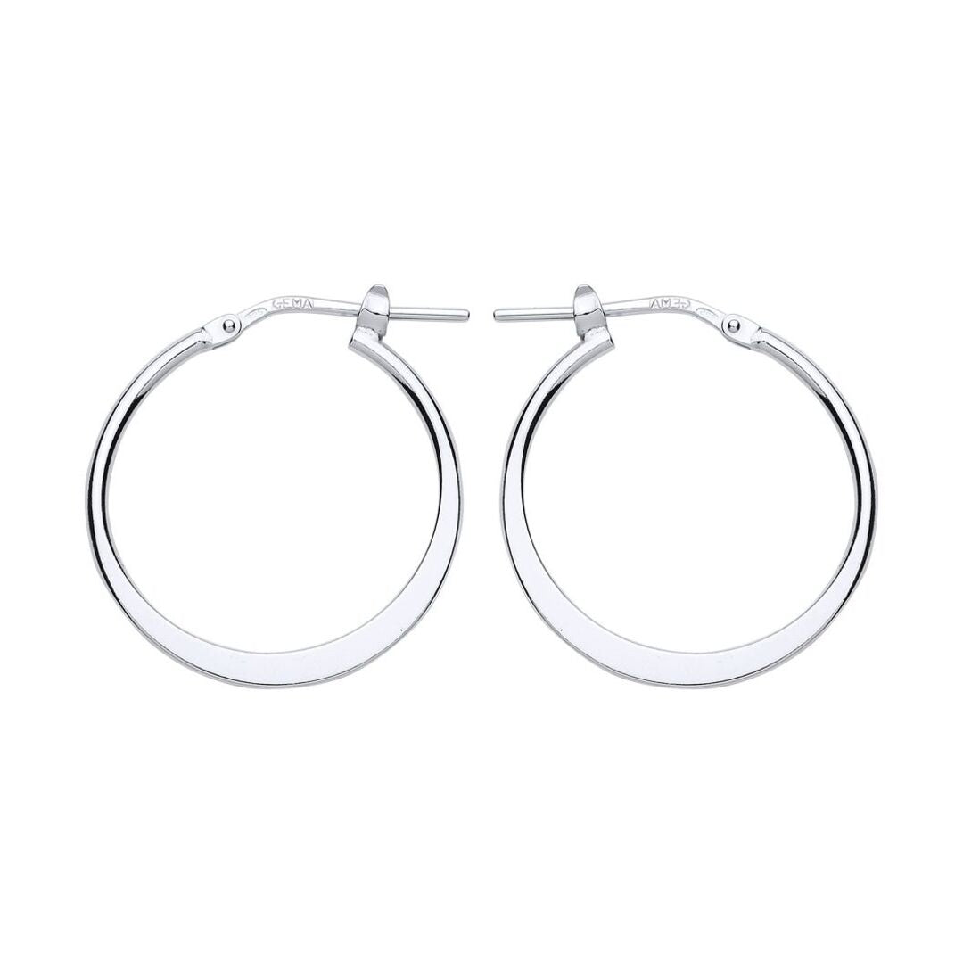 Silver  Graduated Flat Hoop Earrings 22mm - ER95