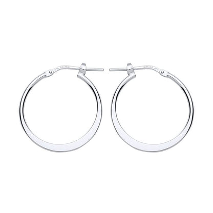 Silver  Graduated Flat Hoop Earrings 22mm - ER95