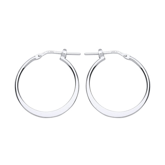 Silver  Graduated Flat Hoop Earrings 22mm - ER95