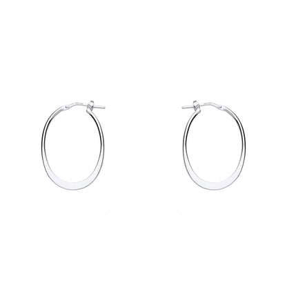 Silver  Graduated Flat Hoop Earrings 20mm x 25mm - ER97