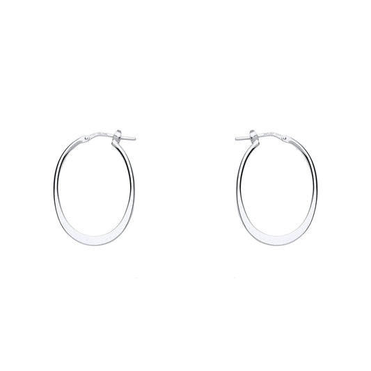 Silver  Graduated Flat Hoop Earrings 20mm x 25mm - ER97