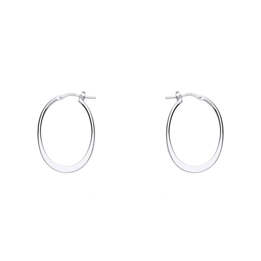 Silver  Graduated Flat Hoop Earrings 20mm x 25mm - ER97