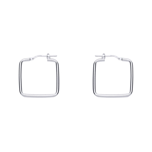Silver  Square Shape Hoop Earrings 23mm - ER99