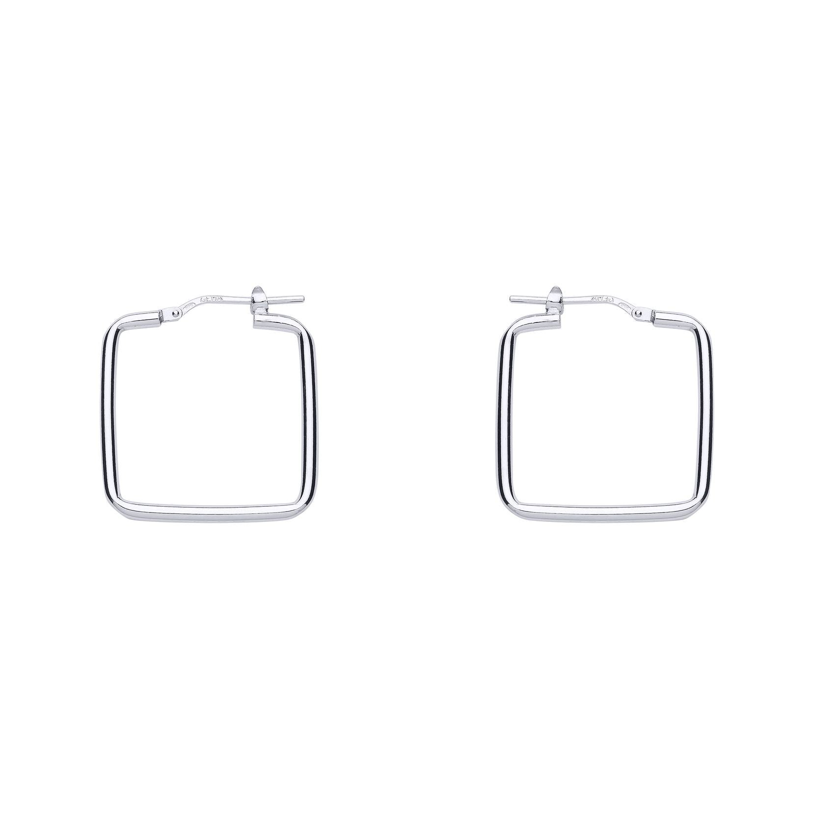 Silver  Square Shape Hoop Earrings 23mm - ER99
