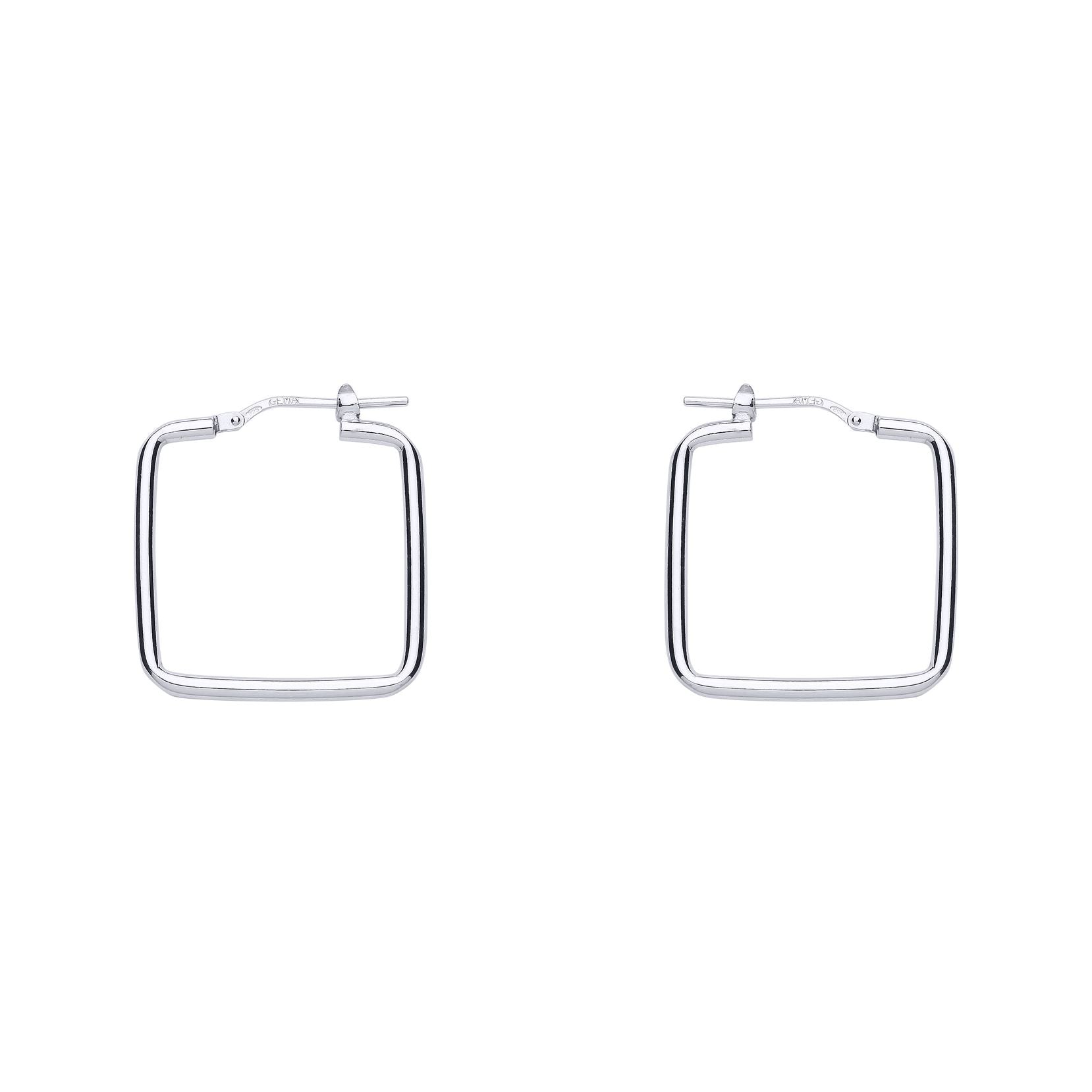 Silver  Square Shape Hoop Earrings 23mm - ER99