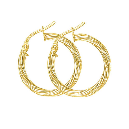 Ladies 9ct Gold  Liquorice Candy Twist Hoop Earrings - 20mm - ERNR02079