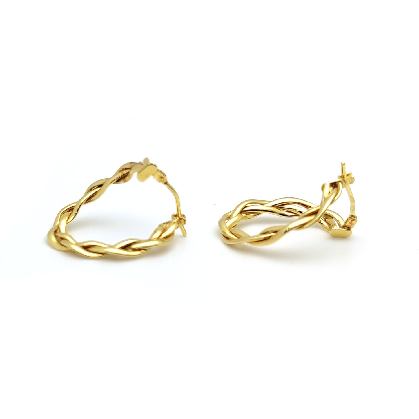 9ct Gold  Plaited "Front and Back" Oval Hoop Earrings - ERNR02143