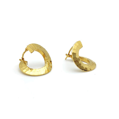 9ct Gold  Hammered "Front and Back" Hoop Earrings - ERNR02231