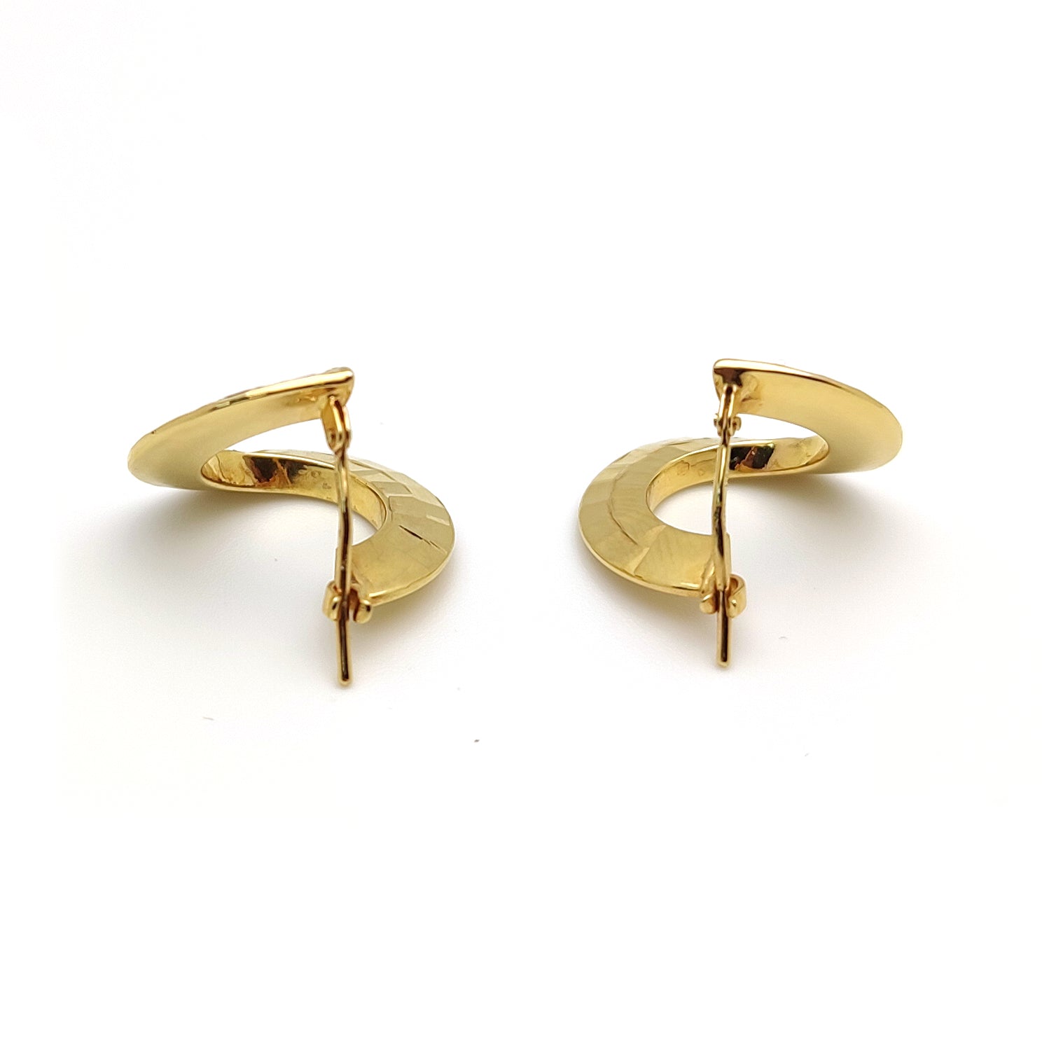 9ct Gold  Hammered "Front and Back" Hoop Earrings - ERNR02231