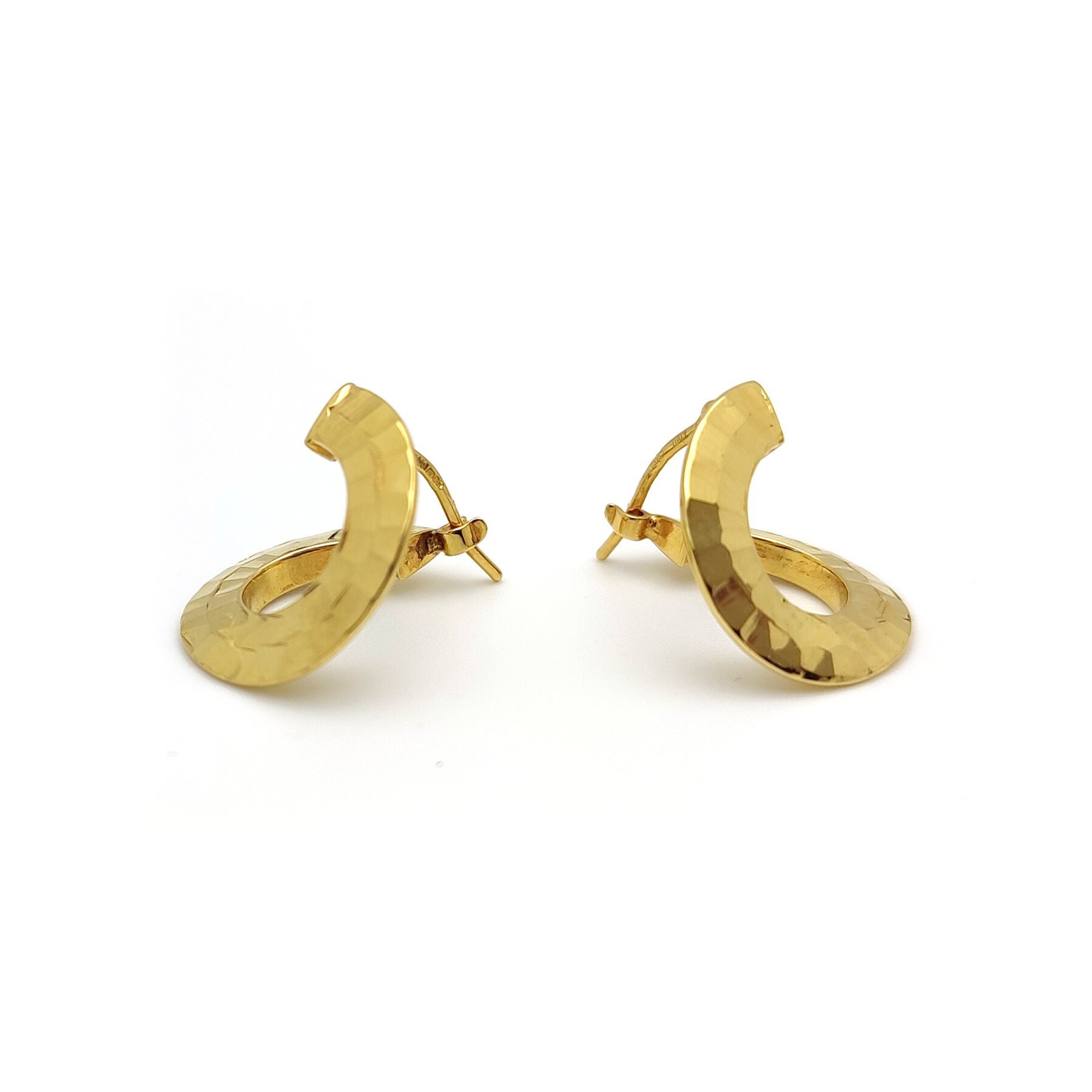 9ct Gold  Hammered "Front and Back" Hoop Earrings - ERNR02231
