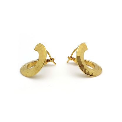 9ct Gold  Hammered "Front and Back" Hoop Earrings - ERNR02231