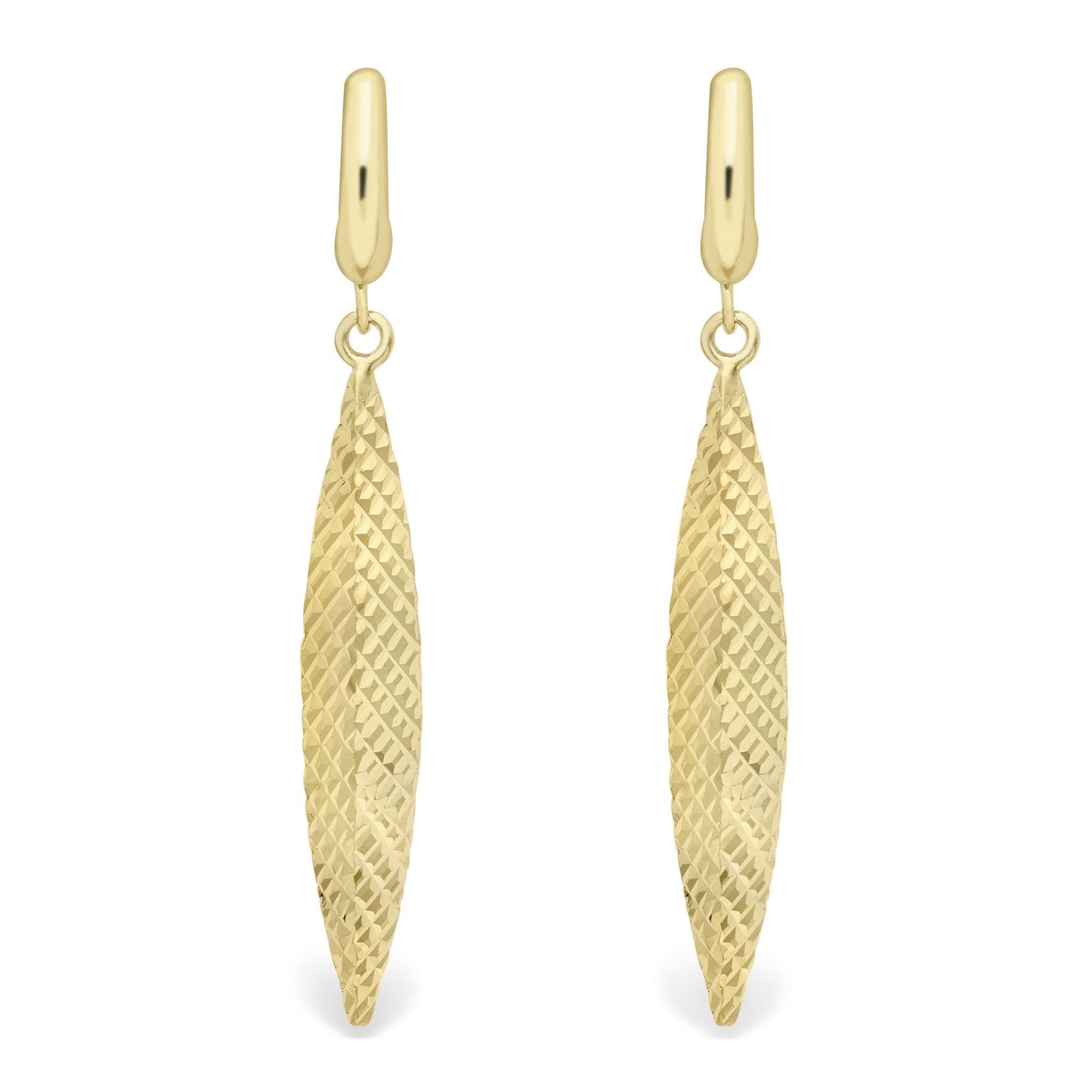 9ct Gold  Engine-turned Torpedo Drop Earrings - ERNR02321