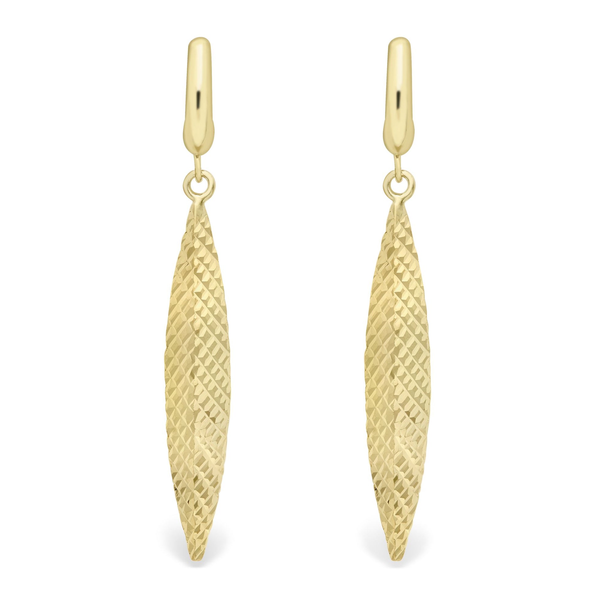 9ct Gold  Engine-turned Torpedo Drop Earrings - ERNR02321