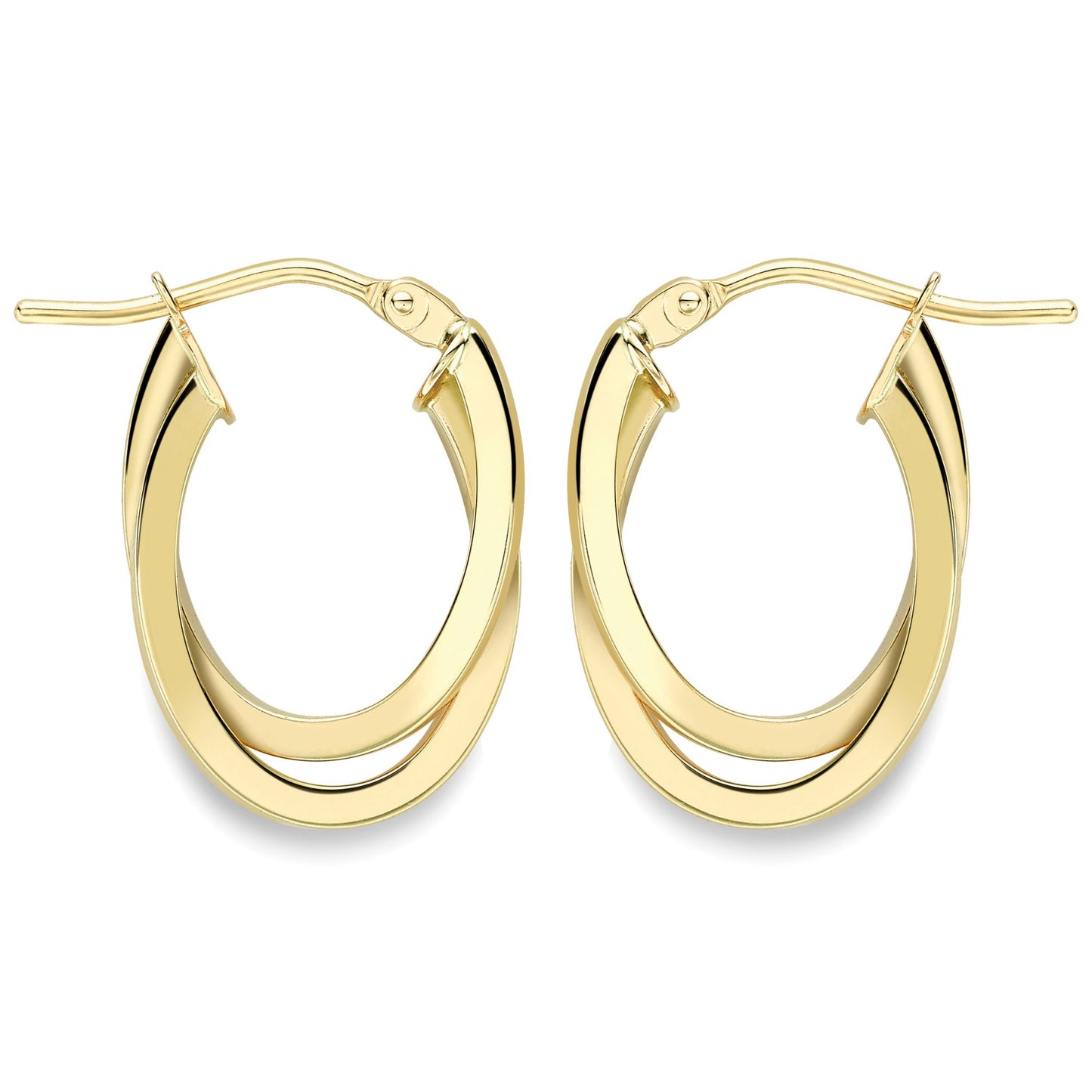 9ct Gold  Square Tube Horseshoe U-Shape Hoop Earrings - ERNR02383