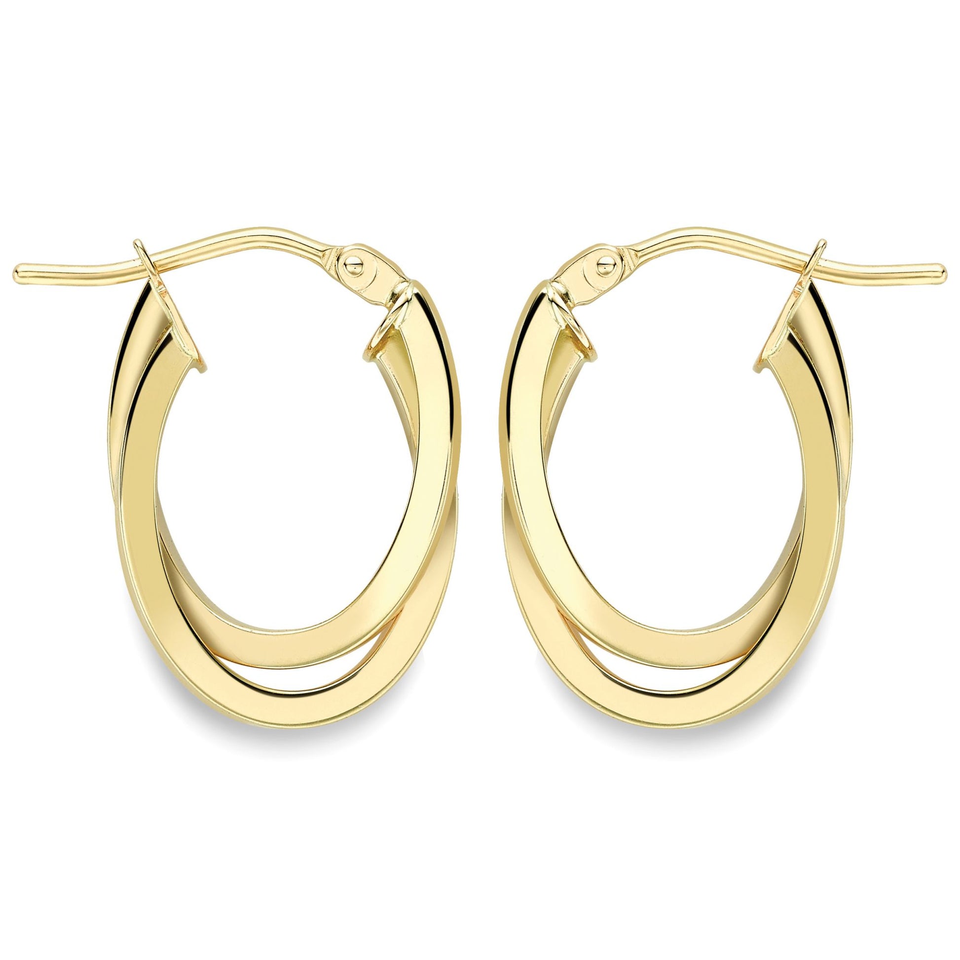 9ct Gold  Square Tube Horseshoe U-Shape Hoop Earrings - ERNR02383