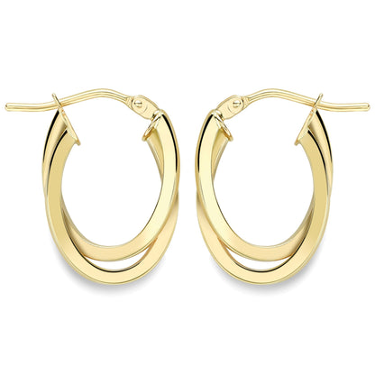 9ct Gold  Square Tube Horseshoe U-Shape Hoop Earrings - ERNR02383