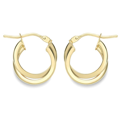 9ct Gold  Square Tube Horseshoe C-Shape Hoop Earrings - ERNR02385