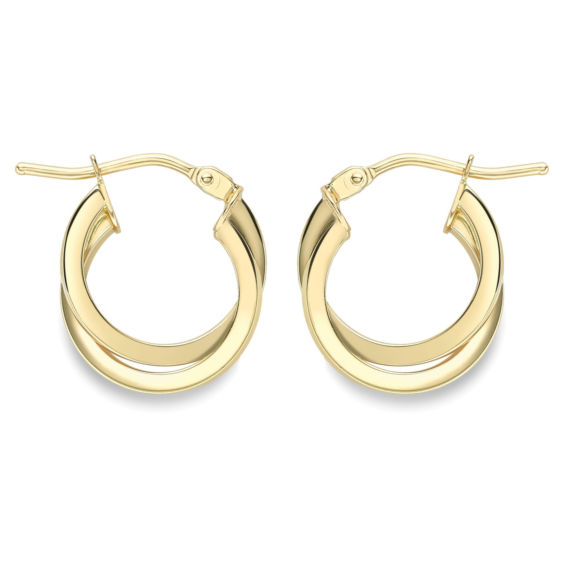 9ct Gold  Square Tube Horseshoe C-Shape Hoop Earrings - ERNR02385