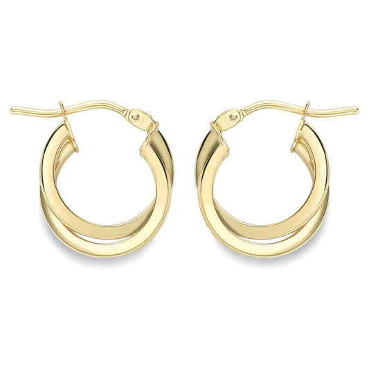 9ct Gold  Square Tube Horseshoe C-Shape Hoop Earrings - ERNR02385
