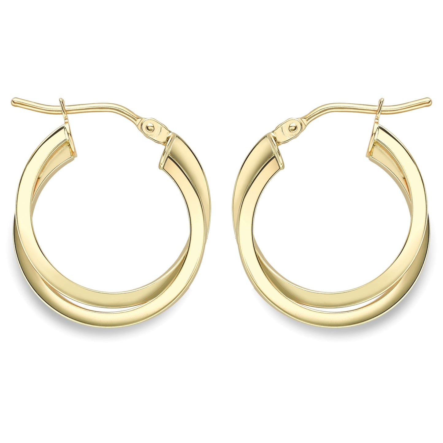 9ct Gold  Square Tube Horseshoe C-Shape Hoop Earrings - ERNR02386