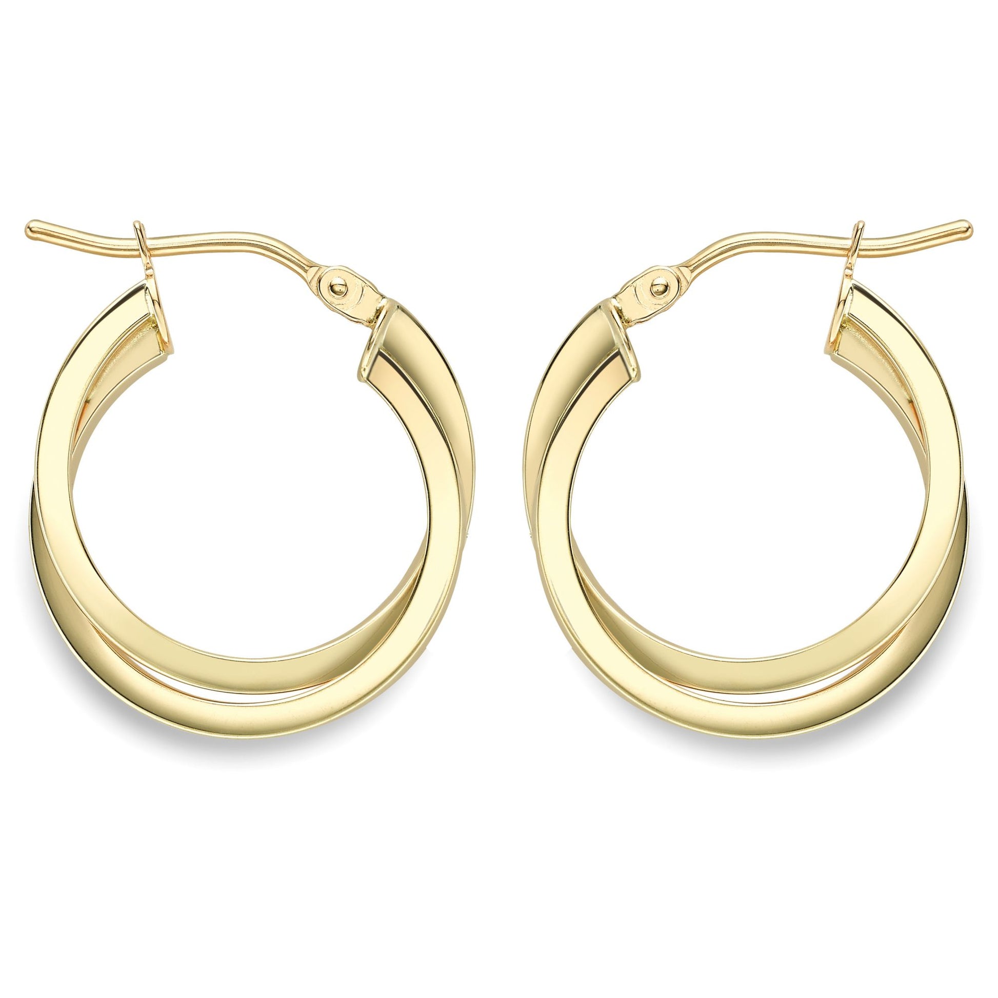 9ct Gold  Square Tube Horseshoe C-Shape Hoop Earrings - ERNR02386