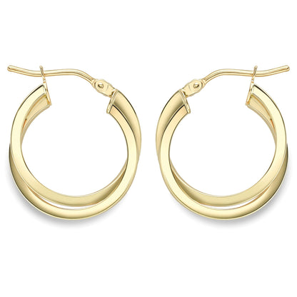 9ct Gold  Square Tube Horseshoe C-Shape Hoop Earrings - ERNR02386