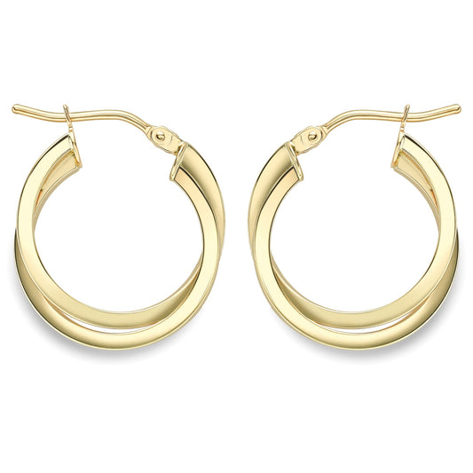 9ct Gold  Square Tube Horseshoe C-Shape Hoop Earrings - ERNR02386