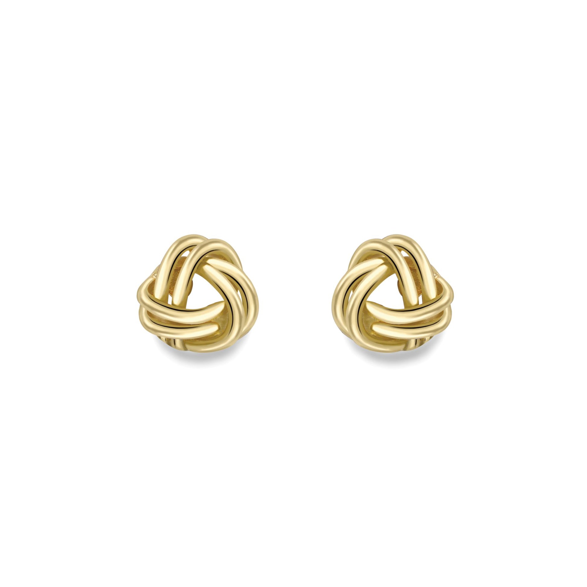 Ladies 9ct Yellow Gold  Double Tube Tri Knot Stud Earrings 5mm - ERNR02400