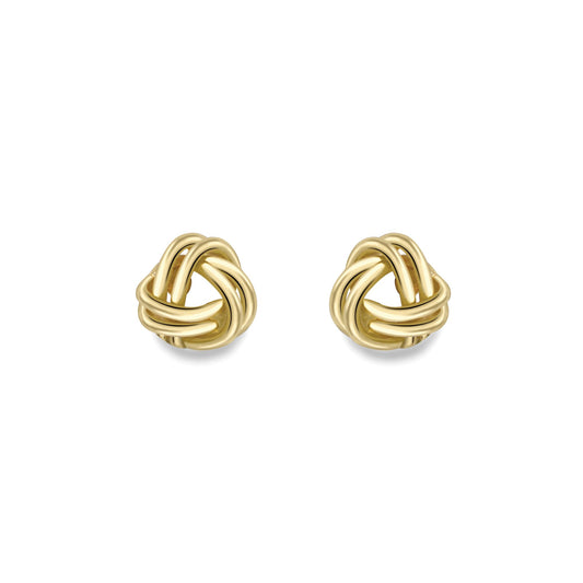 Ladies 9ct Yellow Gold  Double Tube Tri Knot Stud Earrings 5mm - ERNR02400