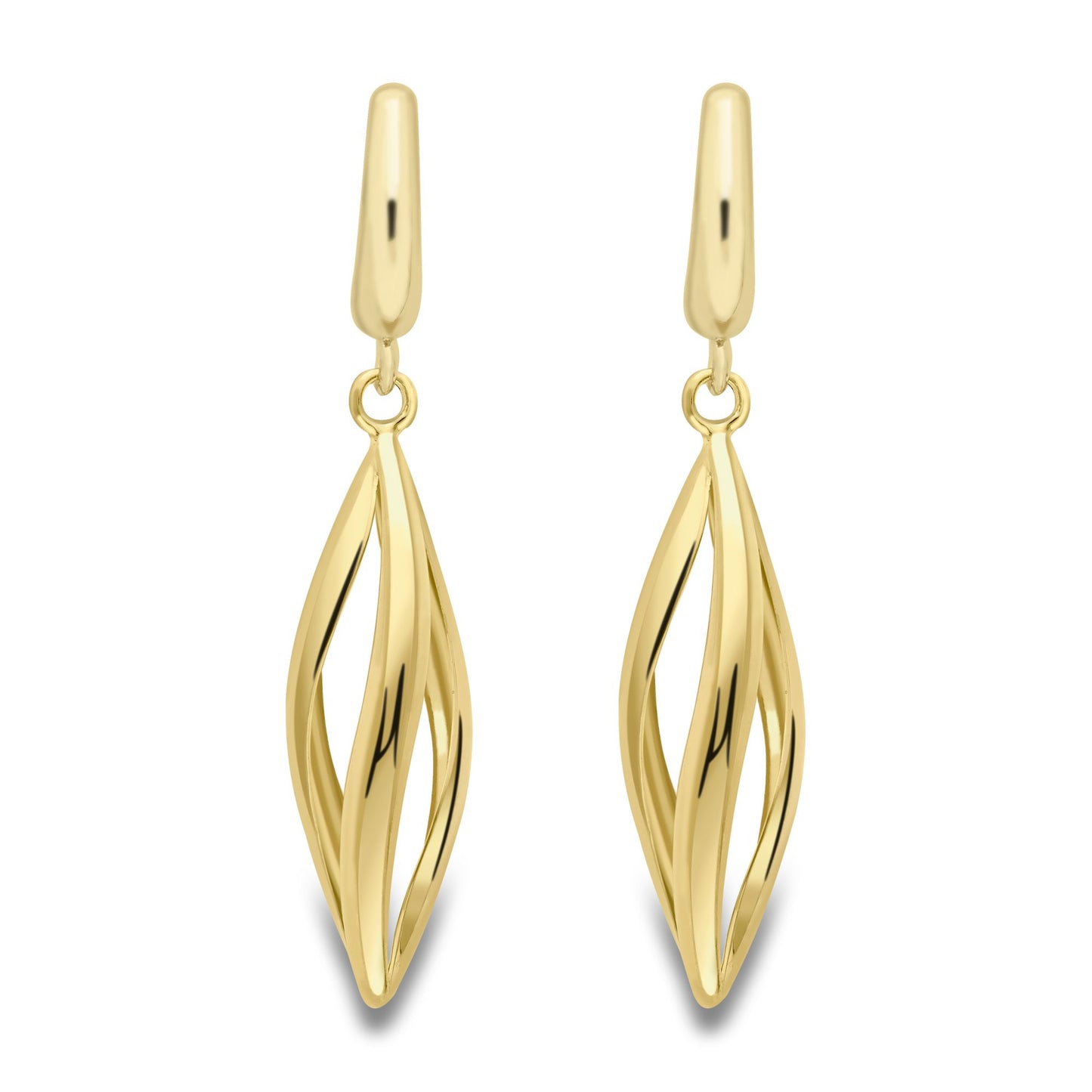 9ct Gold  Twist Flame Torpedo Drop Earrings - ERNR02403