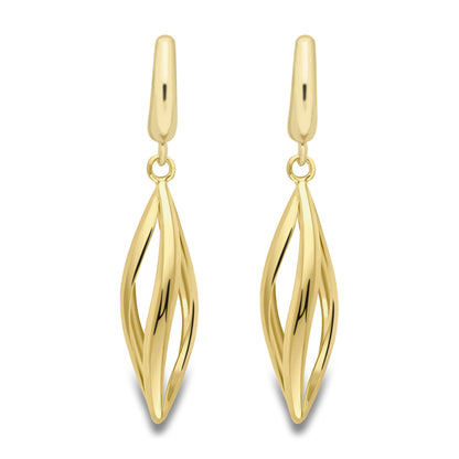 9ct Gold  Twist Flame Torpedo Drop Earrings - ERNR02403