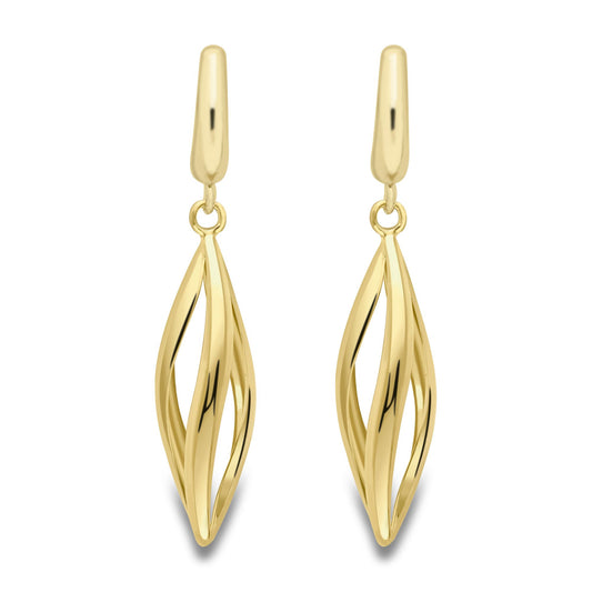 9ct Gold  Twist Flame Torpedo Drop Earrings - ERNR02403