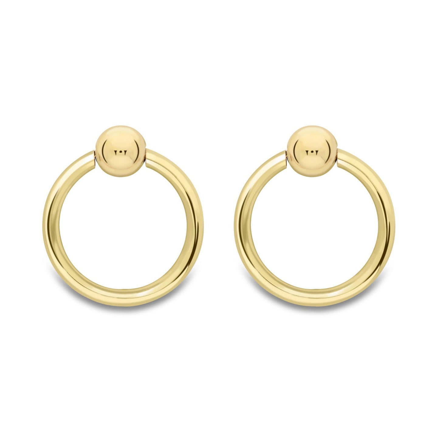 9ct Gold  Art Deco Ball Ring Door Knocker Stud Earrings - ERNR02432