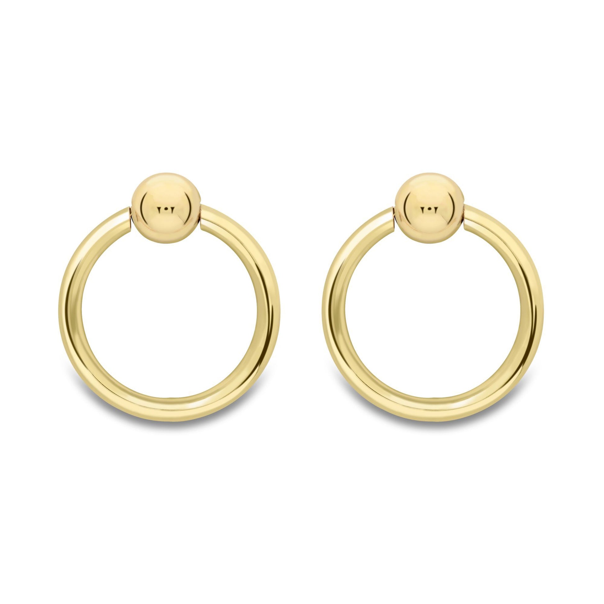 9ct Gold  Art Deco Ball Ring Door Knocker Stud Earrings - ERNR02432