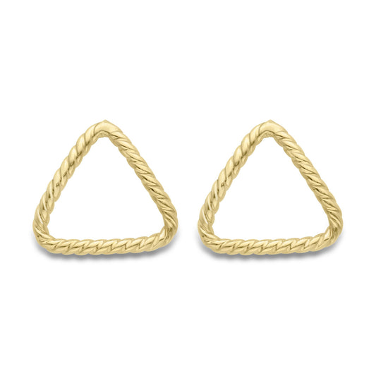9ct Gold  Rope Twist Equilateral Triangle Stud Earrings - ERNR02649
