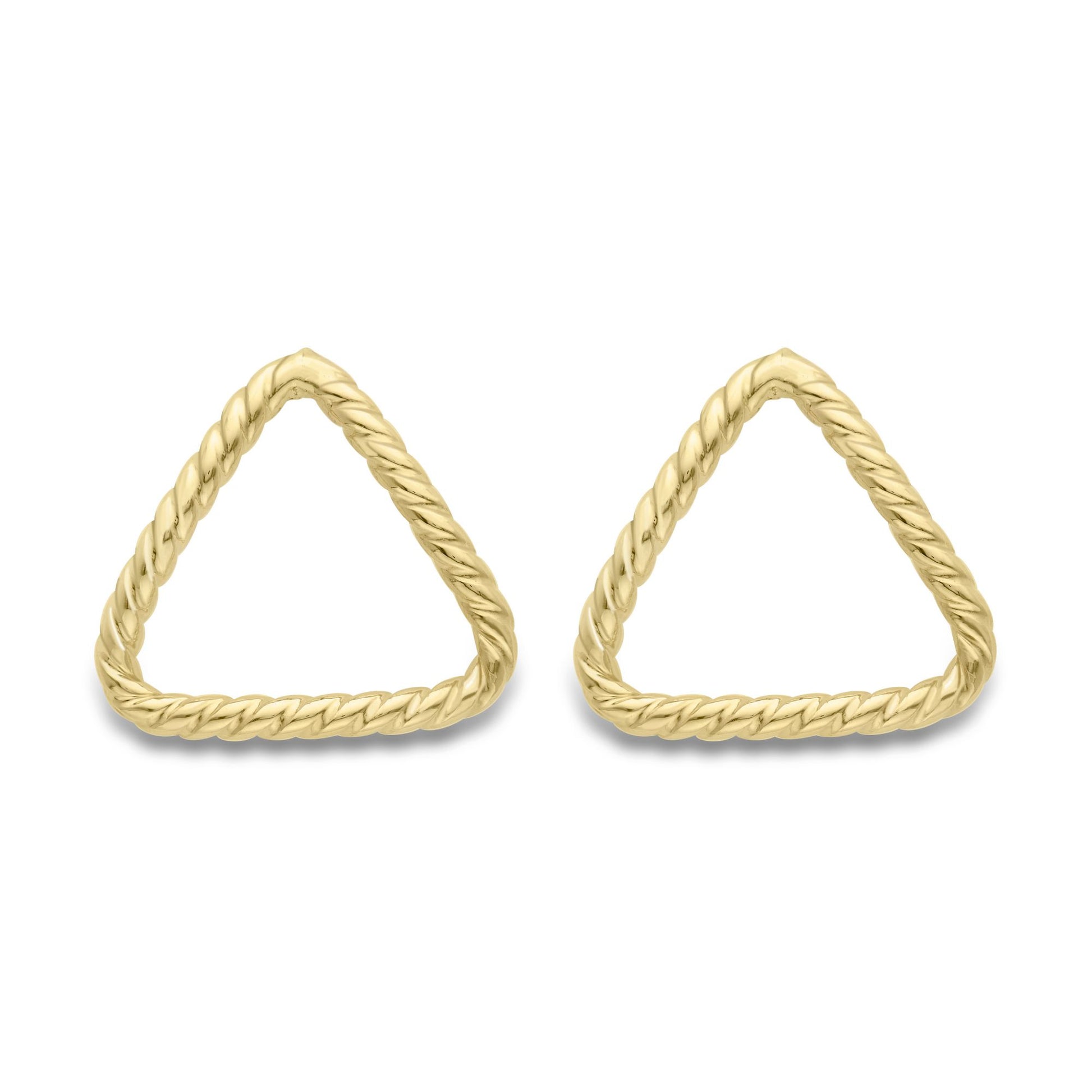 9ct Gold  Rope Twist Equilateral Triangle Stud Earrings - ERNR02649