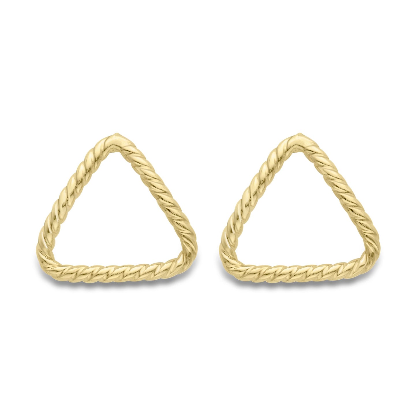 9ct Gold  Rope Twist Equilateral Triangle Stud Earrings - ERNR02649